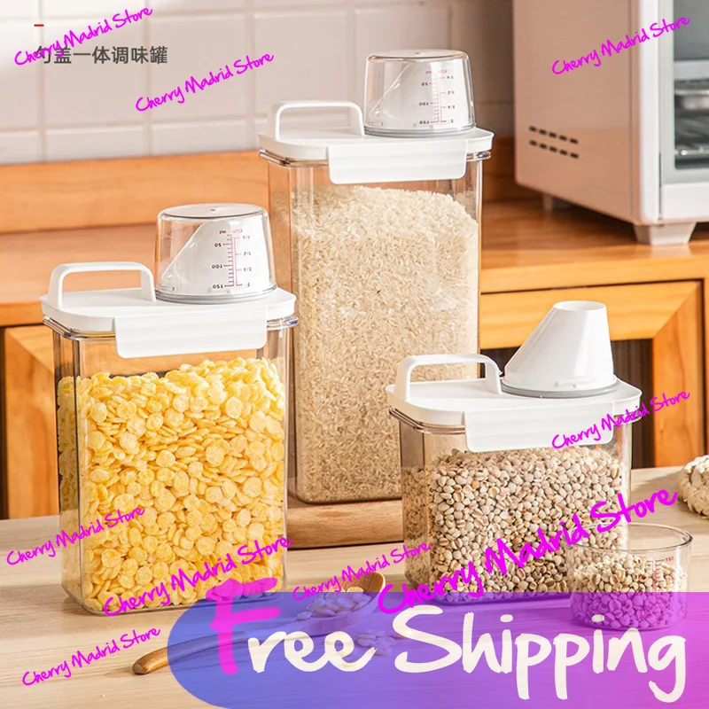 Kitchen Cereal Storage Container Rice Dispenser Dry Grain Organizer Nuts Coffee Beans Snacks Moisture Proof Detergent Household