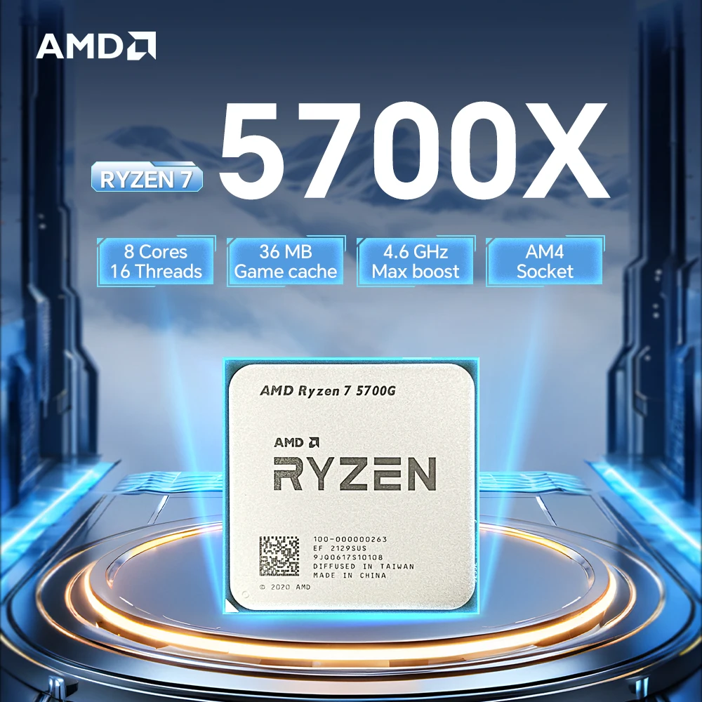 AMD Ryzen 7 5700X 8-Core 16-Thread 7NM 3.4GHz L3=32M Processor 65W Socket AM4 NEW R7 5700X Gaming CPU Processor DDR4 but without