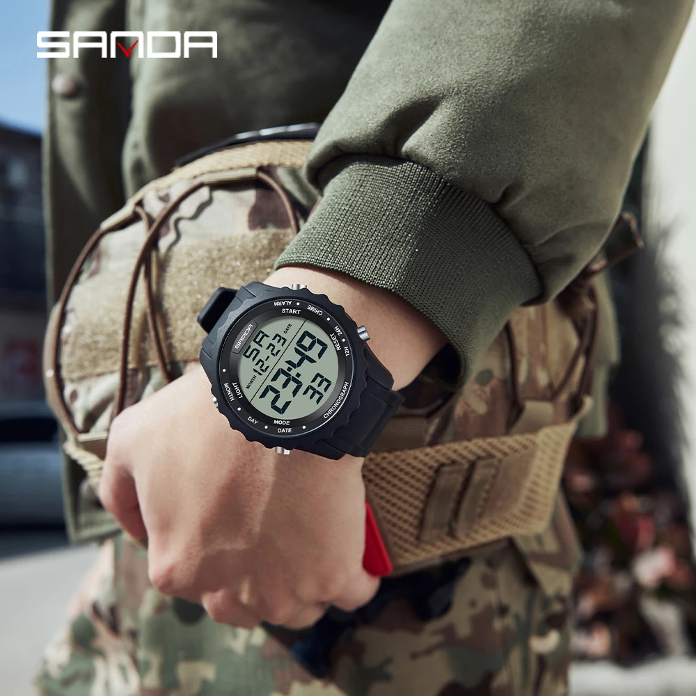 SANDA Top Marke 2184G Camouflage LED Digital Uhr männer Wasserdichte frauen Sport Uhr männer Elektronische Uhr 2025