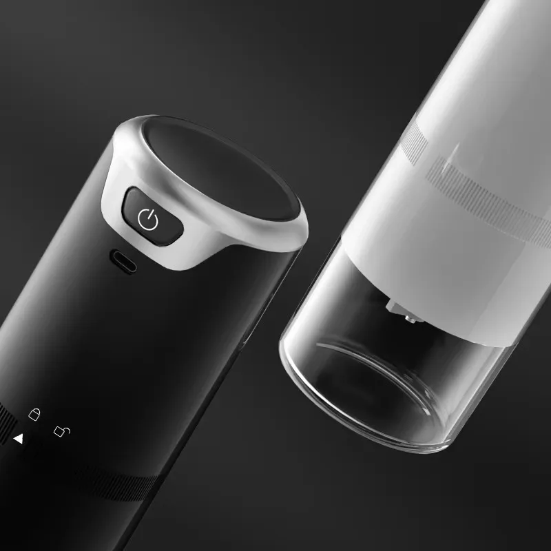 Produttore caldo Macinacaffè Macinacaffè elettrico portatile ricaricabile USB-C in bianco e nero