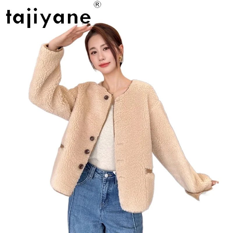 

TAJIYANE 100% Real Wool Coat Woman Reversible Sheep Shearing Fur Jackets Elegant Outerwears Winter Women Clothes 2025 fourrure