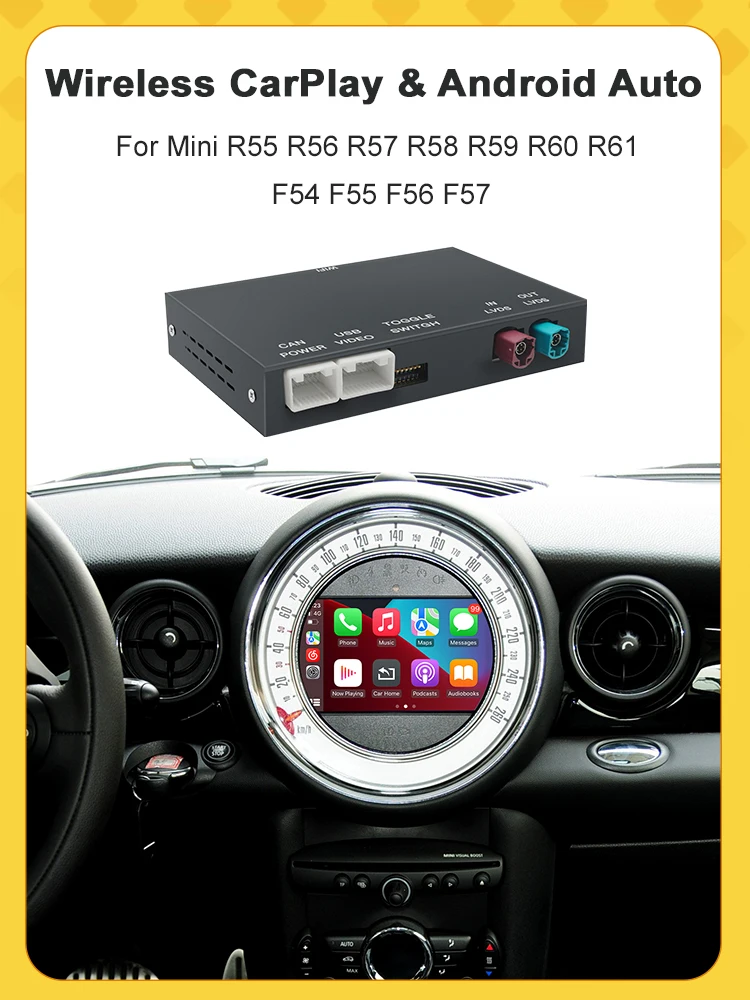 Draadloze CarPlay Android Auto Decoder voor BMW Mini R55 R56 R58 R60 R61 F54 F55 F56 Clubman Cooper John Automodule - afbeelding 2
