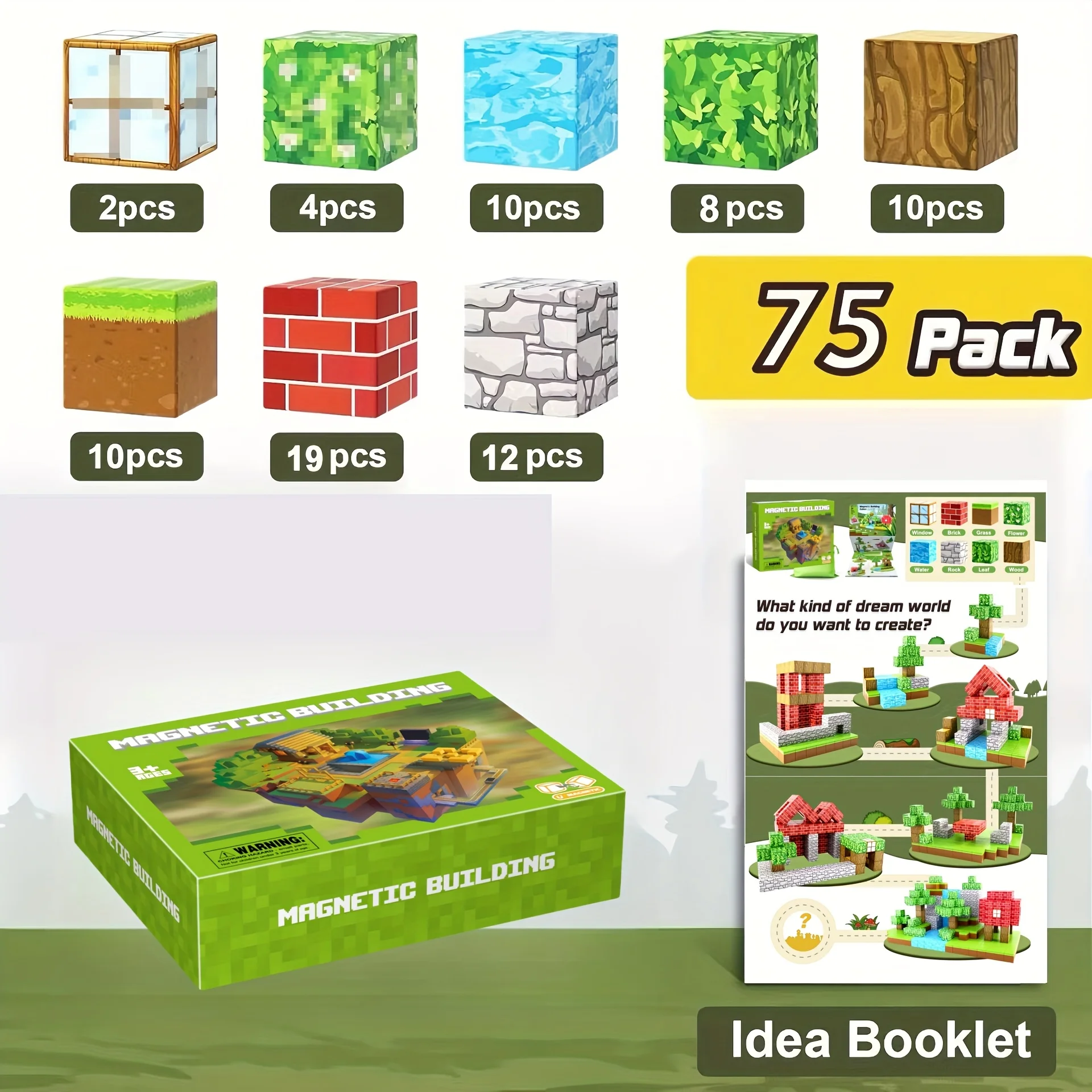 مجموعة المكعبات المغناطيسية مكونة من 75 قطعة من أطلق العنان على الخيال والأيدي على مهارات إنشاء المنزل