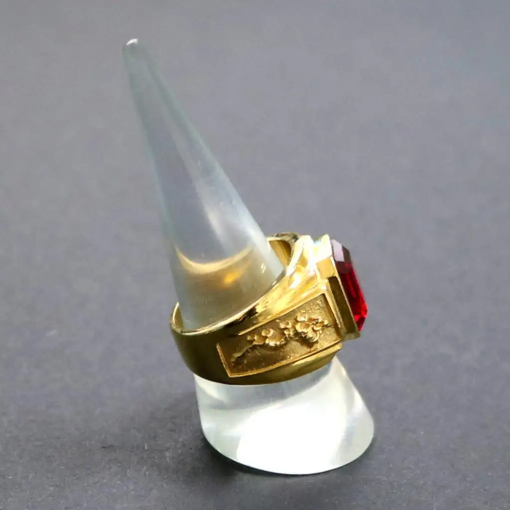 2x Clear Cone Ring Holder for Jewelry Engagement Wedding Ring Trinket Tray