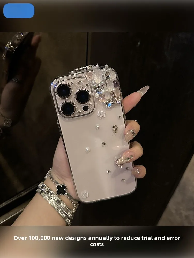 

New Luxury Diamond Encrusted Transparent iPhone Case for 6Promax Ele Fene Sle Silicone Protective Cover