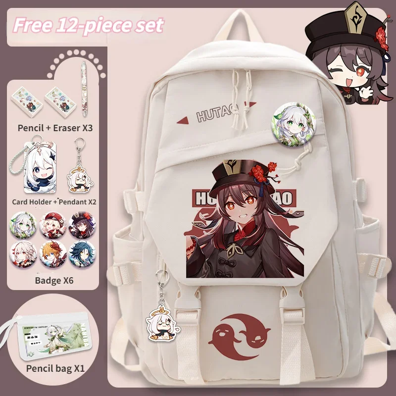 Genshin Impact Backpack Anime Cosplay Students School Bag Backpack Klee Cartoon Bookbag Laptop Travel Rucksack Boys Girls Gifts