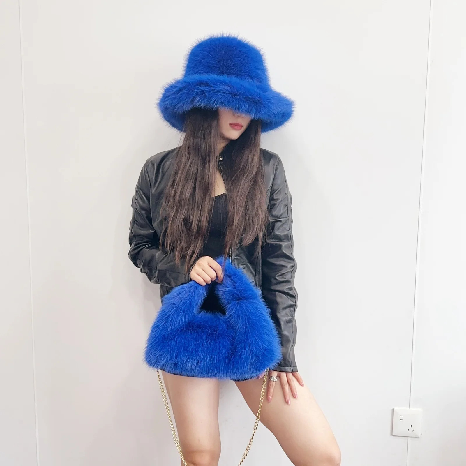 

Hats and Bags Autumn Winter 2025 for Women Faux Fur Bucket Hats Cow Print Plush Velvet Warm Panama Hat Fisherman Hats Vacation