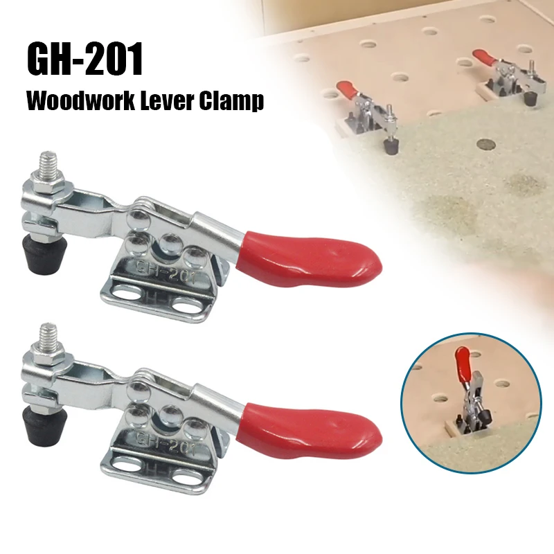 2Pcs Woodwork Lever Clamp Hand Tool Horizontal Toggle Clamp GH 201 Antislip Quick Release Woodworking Carpentry Tools