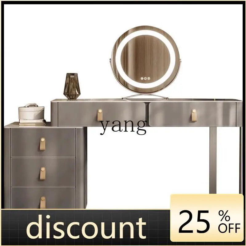 

LMM bedroom small apartment Italian solid wood saddle leather rock slab premium makeup table