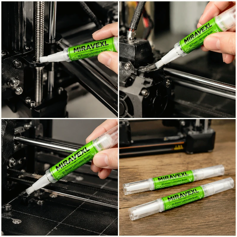 MIRAVEXL 3D Printer Lubricant Pen Set – PTFE-Infused Oil for Linear Rails, Lead Screws & Bearings, ISO VG100 Grade, Compatible w