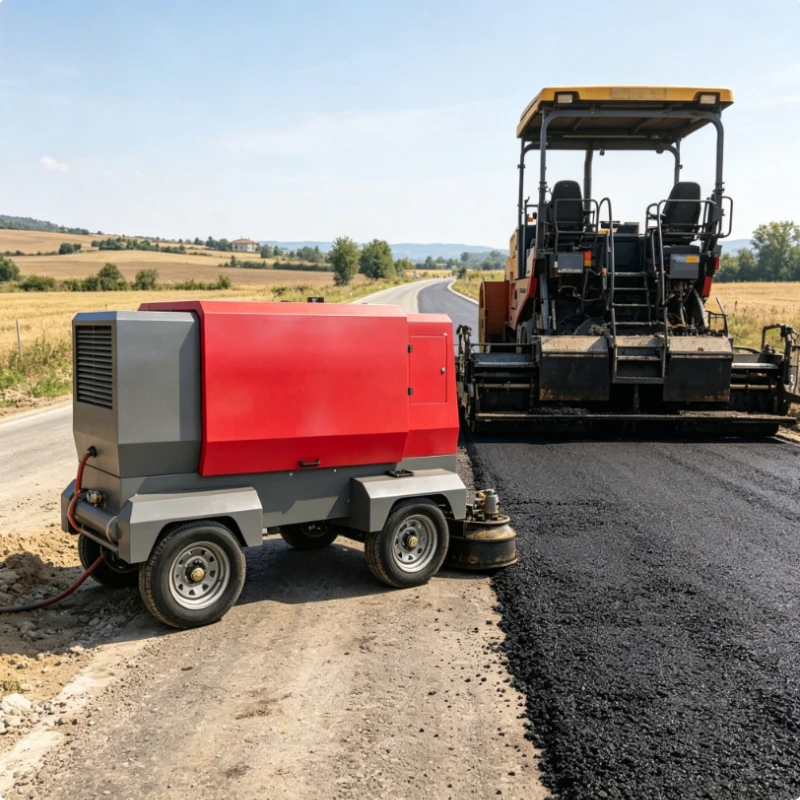 Portable Air Compressor Industrial High Pressure Diesel Screw Air Compressor Heavy Duty Mobile Towable For Road Work