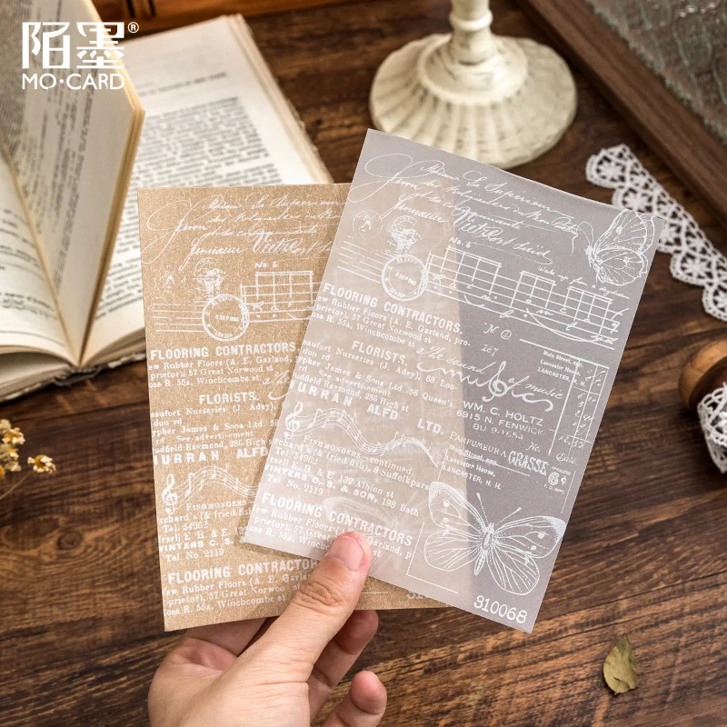 9pcs/lot Memo Pads Material Paper Time Miscellaneous Junk Journal Scrapbooking Cards Retro Background Decoration Paper