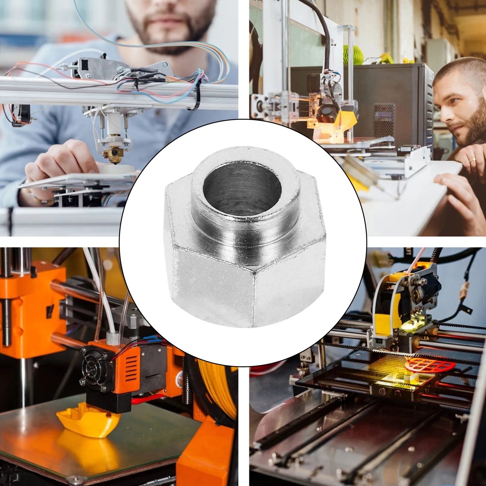 

10Pcs Carbon Steel Hex Nuts Nickel Plated 3D Printer Replacement Parts with Eccentric Holes for Precision Leveling Accessories