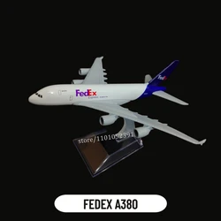 1:400 Metal Aircraft Model Replica, FEDEX A380 Airplane Scale Miniature Art Decoration Diecast Aviation Collectible Toy Gift