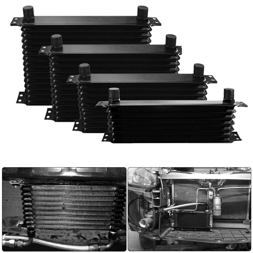 

Oil Cooler Universal 7 10 13 15 Row AN10 Engine Transmission Trust Oil Cooler 10AN Japanese Black Blue