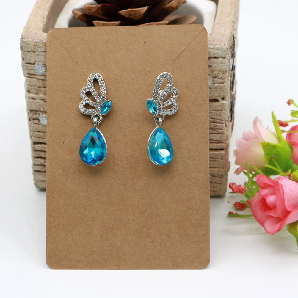 

20Pcs Kraft Paper Earring Display Cards 6x9cm Vintage Style Retro Rectangle for Earrings Necklaces Jewelry Packaging and Storage