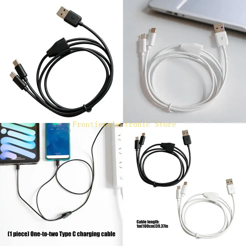 G8DB Type C Charging Cable With 2 Branches For Desk Or Bedroom USB C Chargers Wire