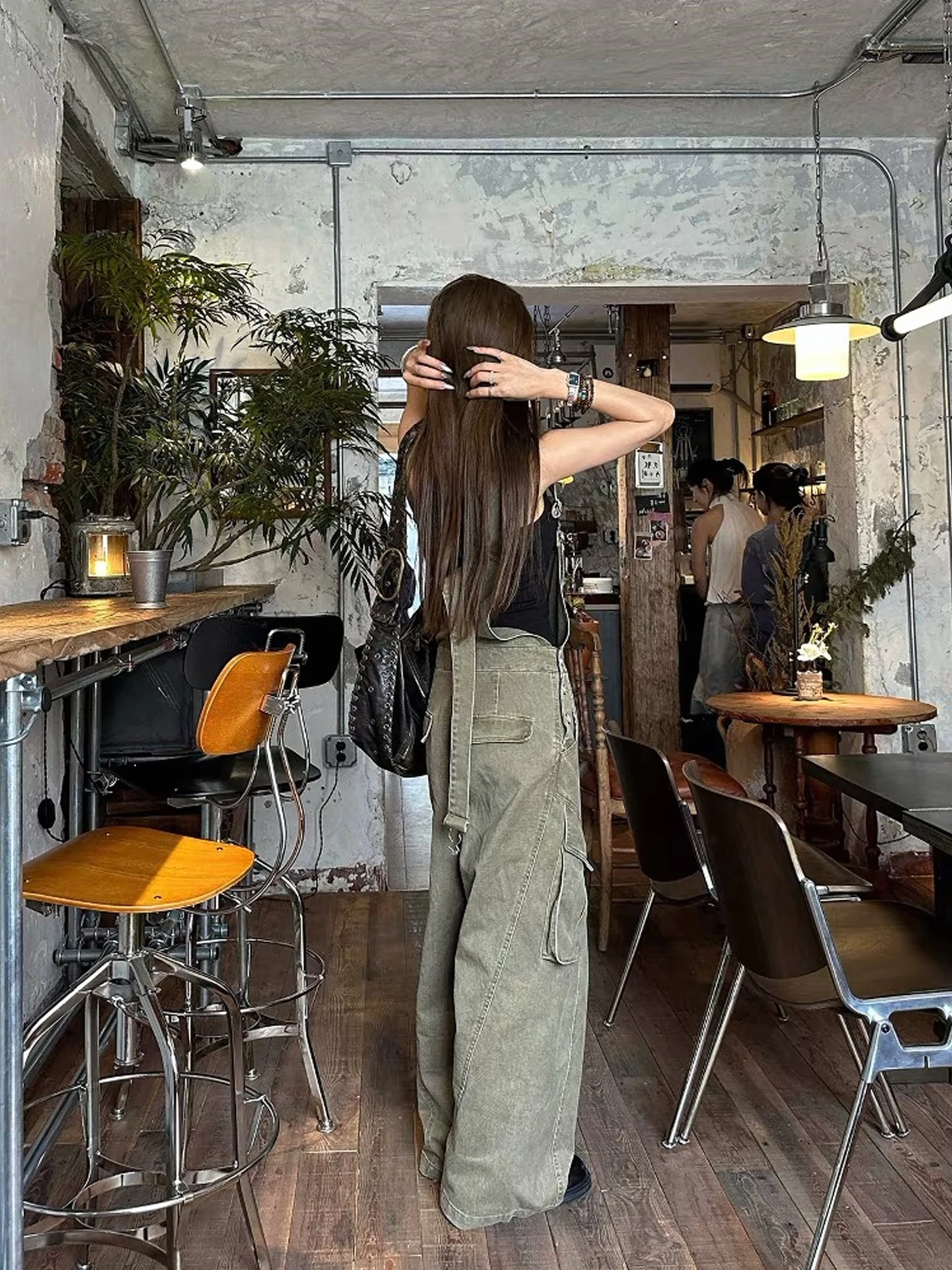 عارضة عالية الخصر وزرة الدنيم المرأة فضفاضة تناسب مستقيم الساق عمال Sle ربيع الخريف جديد وصول خمر نظرة