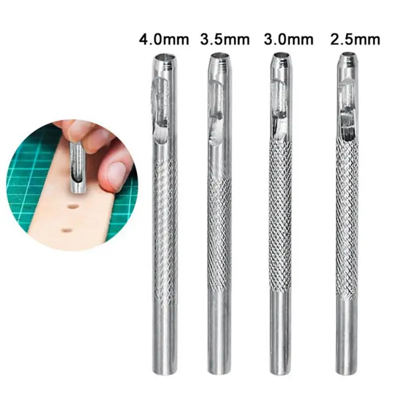 4 Pcs Belt Hole Punchers Leather Round Hole Punch Kit Belt Watch Band Hollow Galvanized Hand DIY Tools 2.5mm-4mm