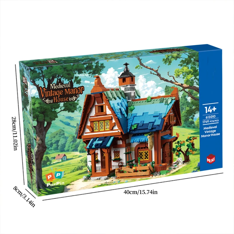 1749 Stück mittelalter liches Herrenhaus Bausteine Waldhütte Stadt Landschaft Modell Montage Ziegel mit Figuren Kinder DIY Spielzeug Geschenke gesetzt