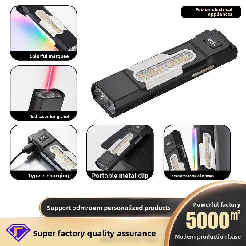 Portable Rechargeable Magnetic Lithium Battery Outdoor Work Light Super Bright Fast Charging Long Battery Life Strong Light