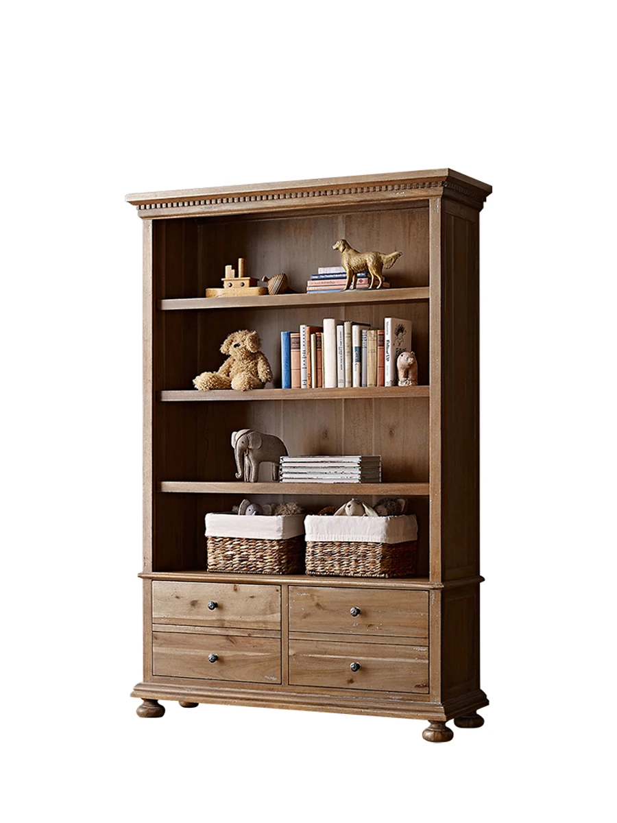 American solid wood children's bookcase bookshelf toy storage cabinet locker living room figure display cabinet household floor