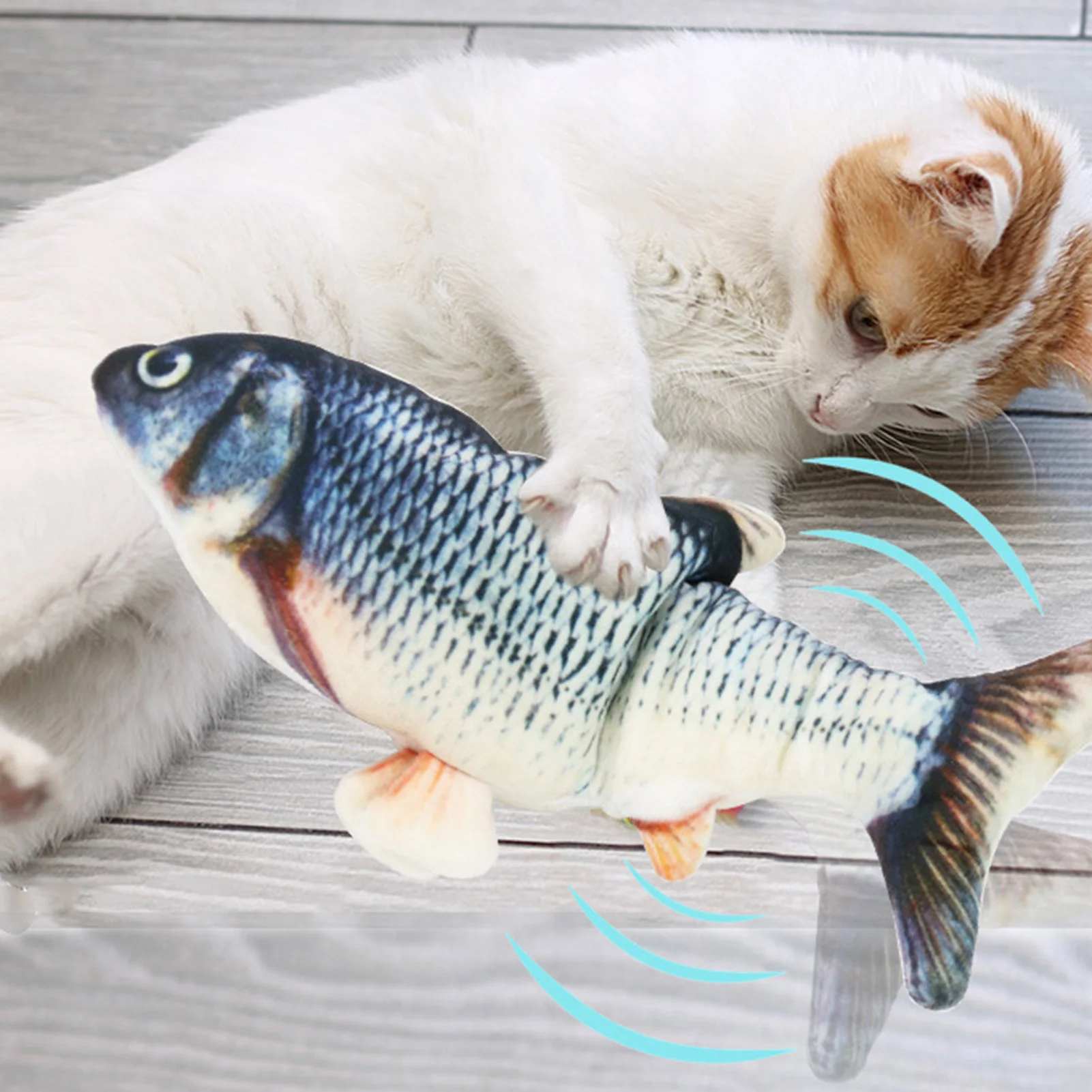 Electric Moving Fish Cat Toy Interactive Flopping Self-Moving Fish Toy USB Charging for Indoor Cats Exercise