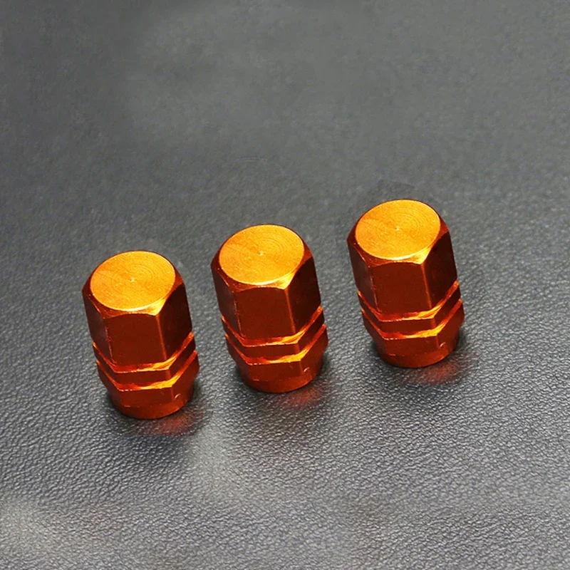 4pcs Metal Car Tire Valve Caps Auto Wheel Tyre Rim Valve Stem Caps Car Air Port Dust Covers Decoration Orange Car Accessories