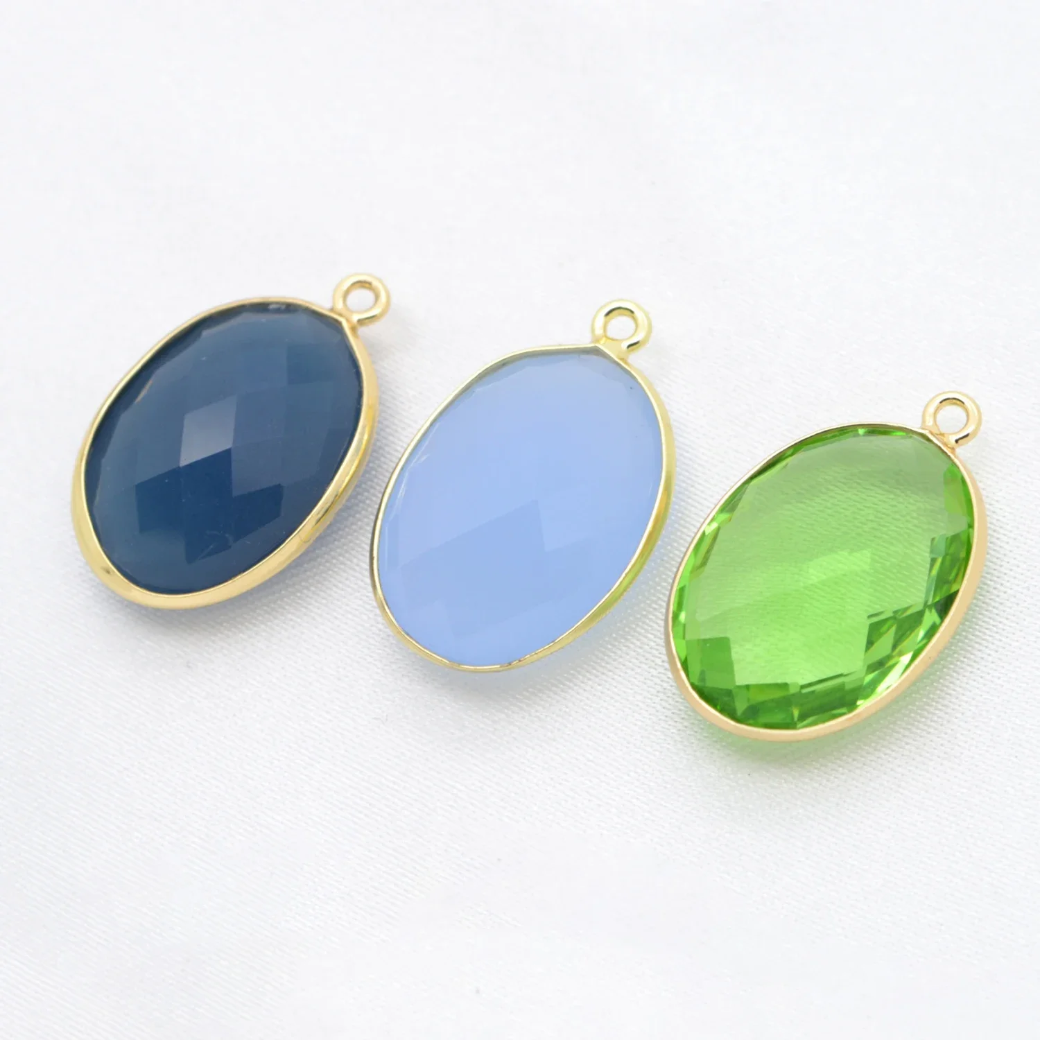 12 Pcs Pendant for DIY Earrings Necklace Jewelry Making Accessories Copper Edging Oval Pendant Glass Crystal Material Charm Part