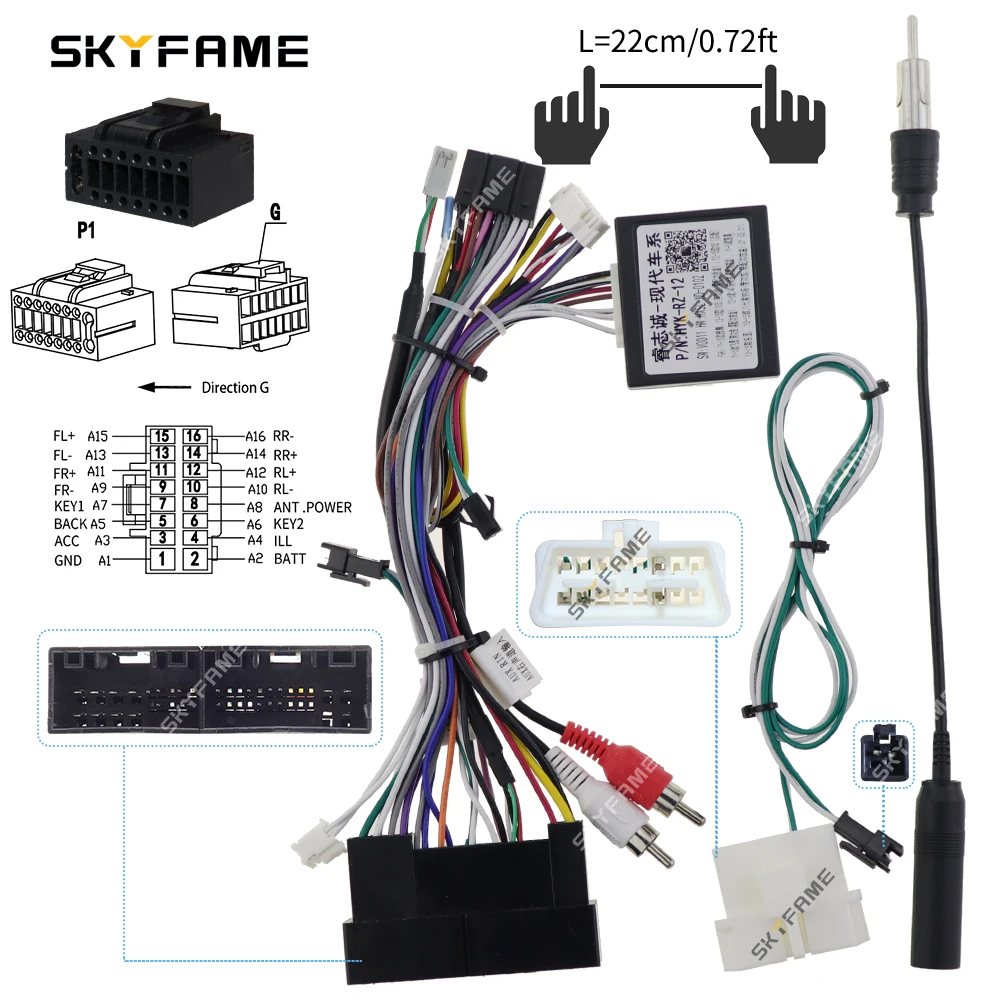 SKYFAME 16Pin adaptor Harness kabel mobil dekoder kotak Canbus kabel daya Android Fo Hyundai Ix35