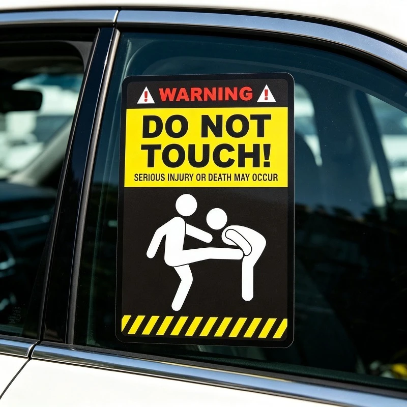

Custom Cartoon Fun Do Not Touch Personality Warning Sign Reflective Waterproof Car Scratch Decorative PVC Car Sticker 15cm KK