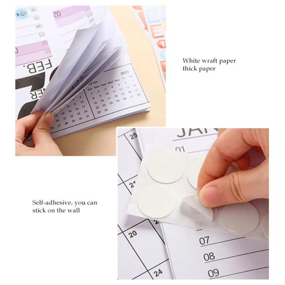 Foldable 2025 Calendar Planner Sheet Plastic with Colorful Stickers Planning Wall Calendar Decorative To Do List Planner