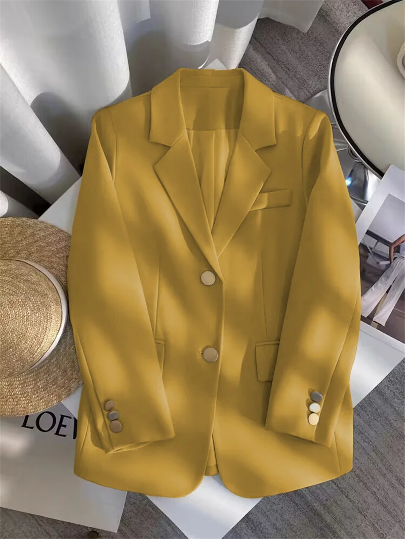 

2025 New Red Suit Coat Women's Korean Style Loose Single Breasted Blazers Office Female Temperament Blazers Jacket Outwear Tops