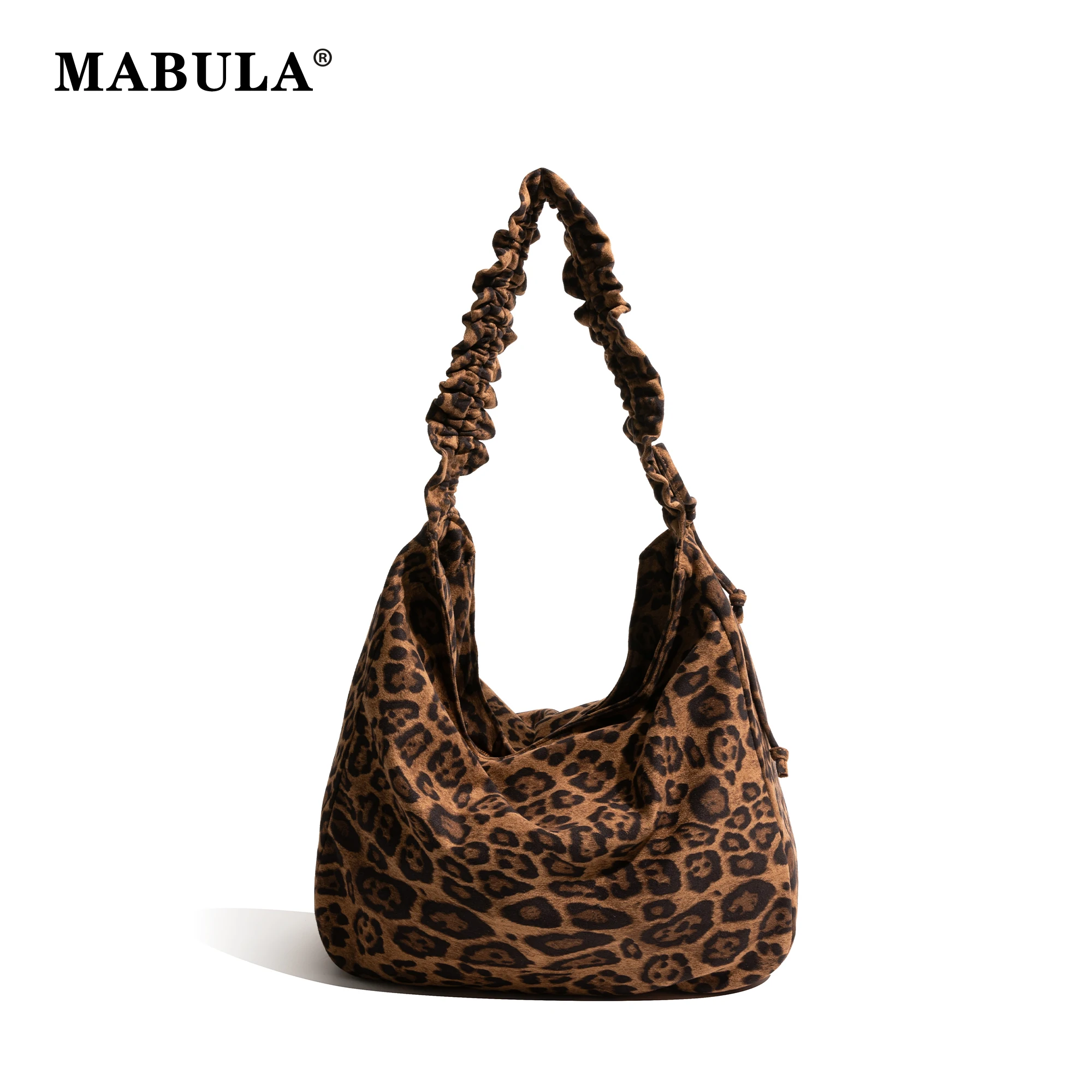 

MABULA Leopard Print High Capacity Shoulder Bags Autumn and Winter Vintage Women's Bag Casual Commuter Bag Retro Handbags