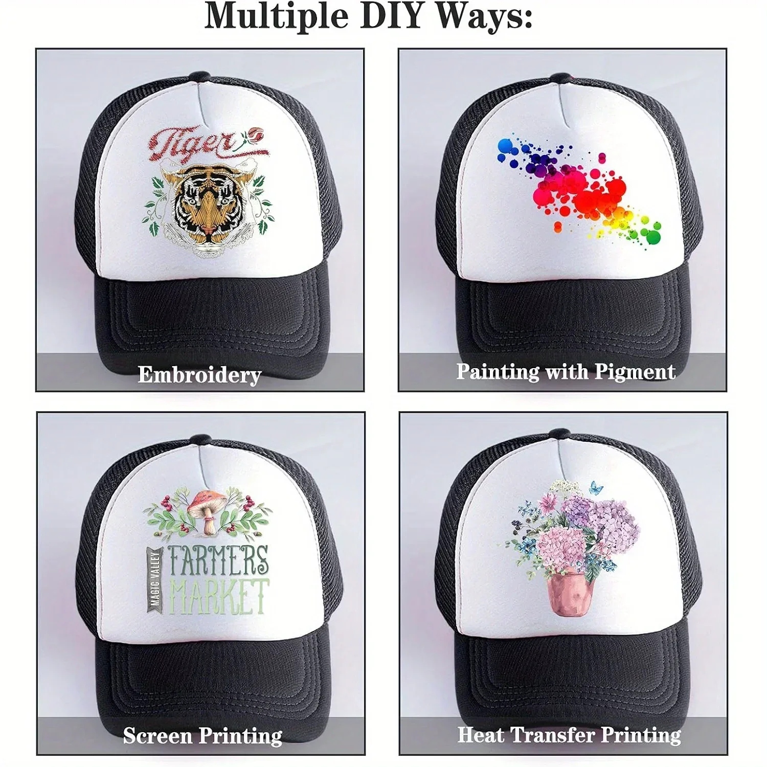 2pcs Sublimation Trucker Hats - Breathable Mesh Baseball Caps for Men & Women, DIY Designs