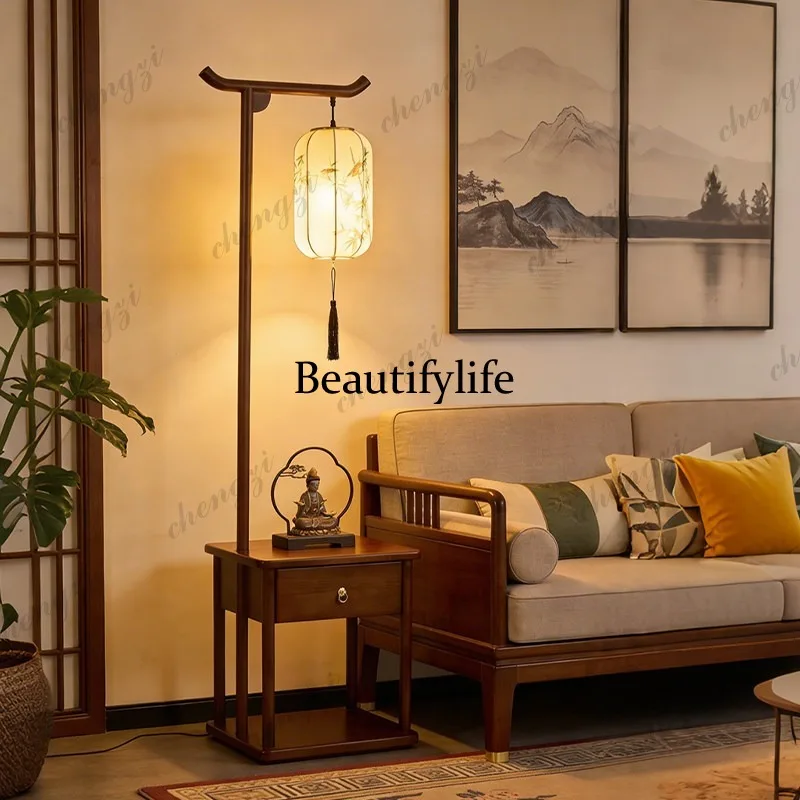 New Chinese floor lamp living room new bedroom study tea room atmosphere decorative vertical lamp