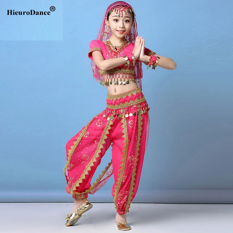 Costume di danza del ventre Set bambini bambino danza del ventre vestiti per ragazza bambini danza del ventre Bollywood Dance Wear 4 colori per scelto