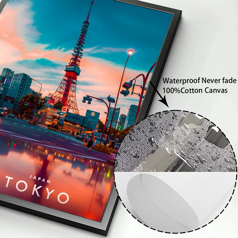 Vintage Japan Tokyo Japanese City Landscape Canvas Painting Poster and Print Wall Art Picture for Living Room Home Decor Cuadros view 6