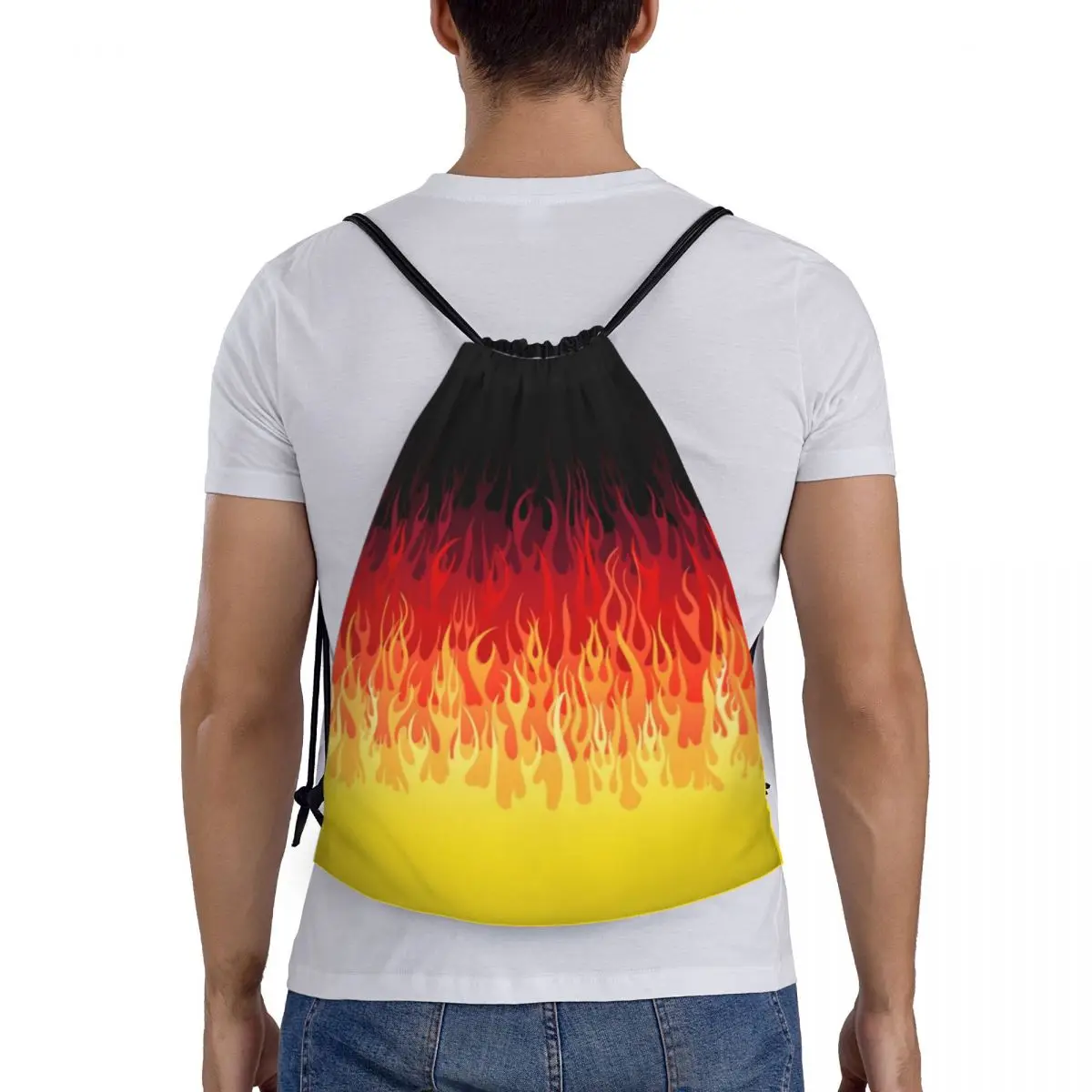 Red Burning Fire Racing flashes borsa con coulisse uomo donna pieghevole sport Gym Sackpack zaini da allenamento