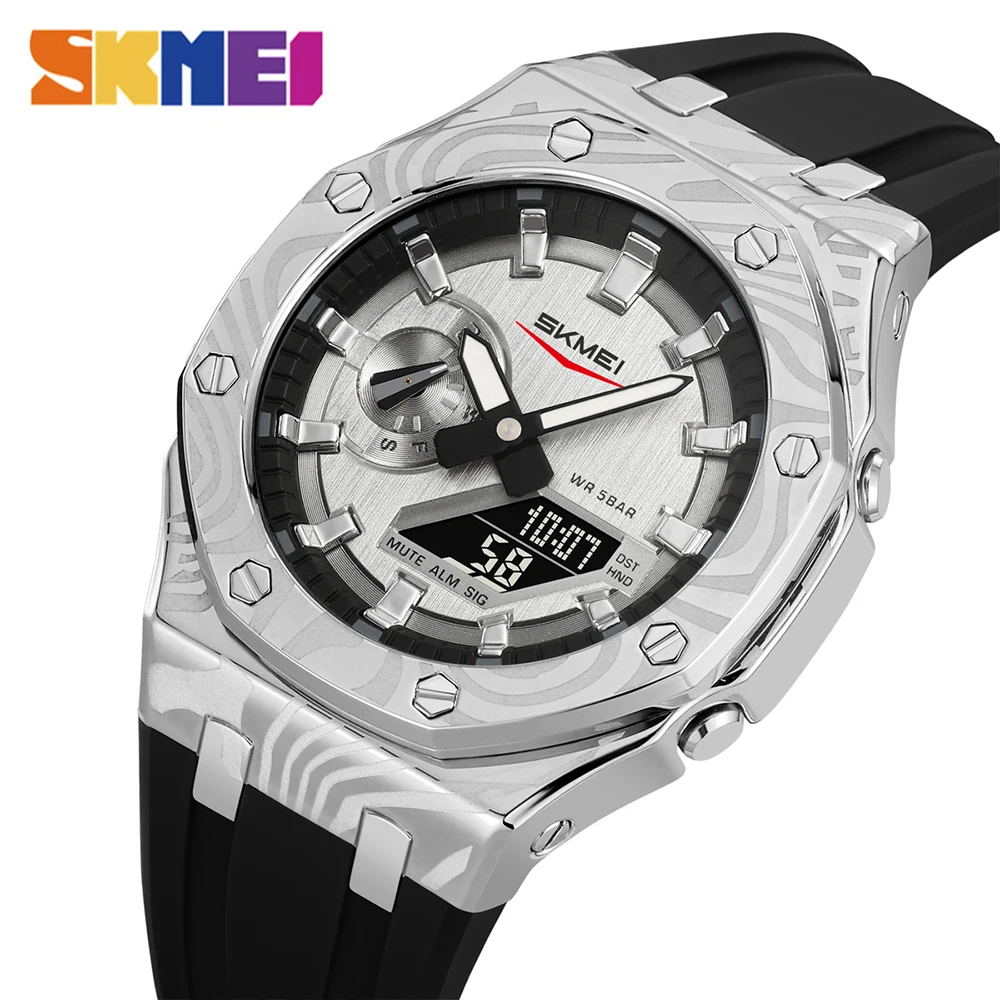 Skmei 2471 LED ضوء الليل المزدوج شاشة ديجيتال كوارتز ساعات مقاومة للماء مع التقويم التناظرية ساعة توقيت توقيت المنبه #1