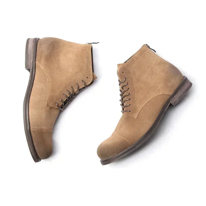 

High Quality Outdoor Men Desert Boots Winter Retro Cow Suede Tooling Boots American Style Casual Leather Men Ankle Boots