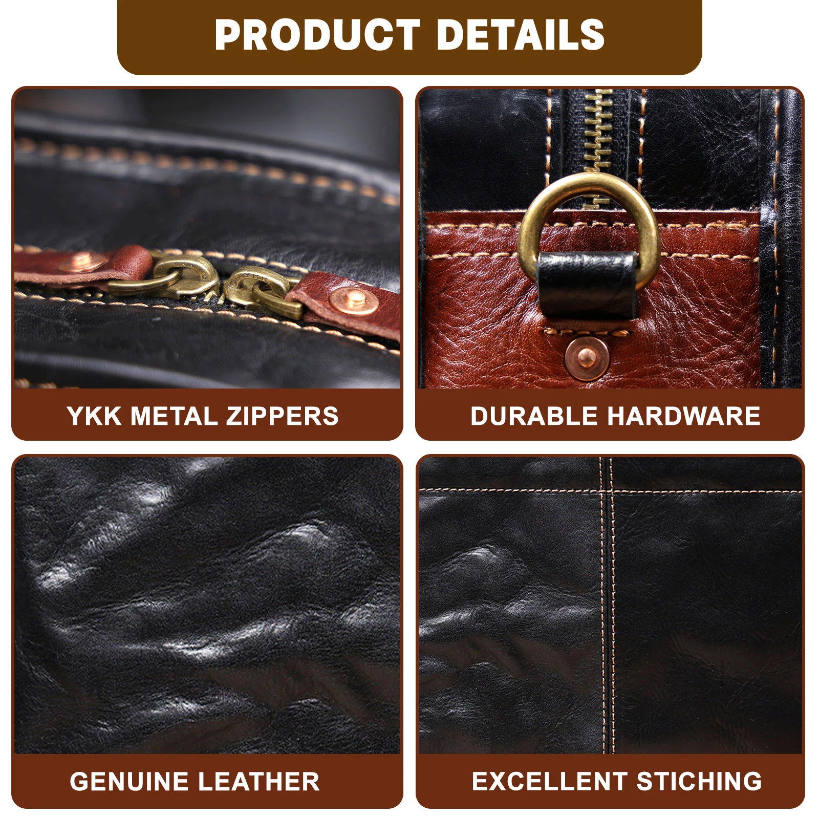 Echtleder Herren-Aktentasche 15 Zoll Laptop-Tasche Einfache Rindsleder-Umhängetasche Pflanzlich gegerbtes Leder Business-Casual-Stil – Detail 8