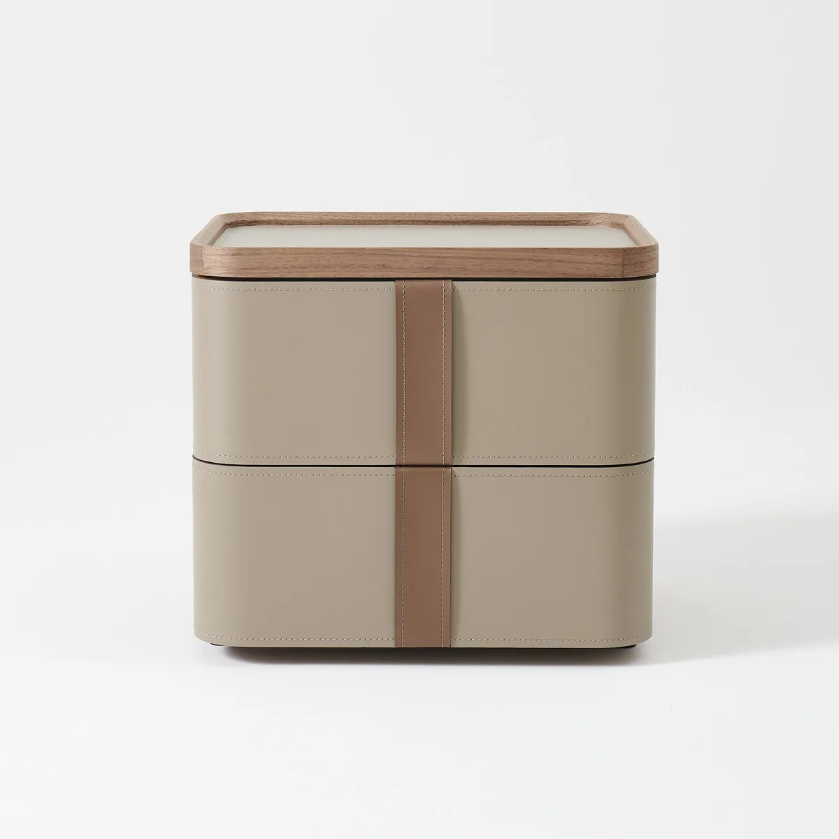 DSA minimalist solid wood bedside table light luxury high-end saddle leather high-end bedroom home bedside storage