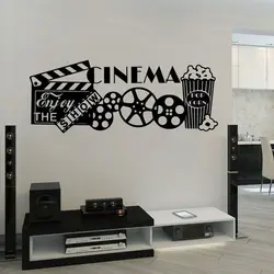 Cinema Decoration Wall Stickers Home Theater Theater Popcorn Lounge Home Living Room Wall Decoration Vinyl Decal Gifts XJ8