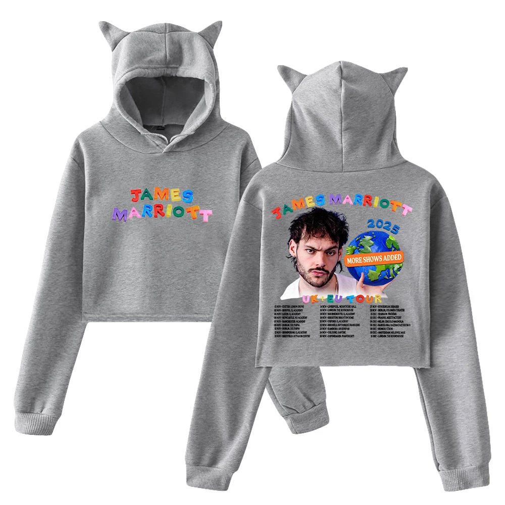 GF جيمس ماريوت جولة المملكة المتحدة وأوروبا 2025 هوديي أنثى آذان القط مقنعين البلوز كم طويل المحاصيل الأعلى الملابس النسائية #3