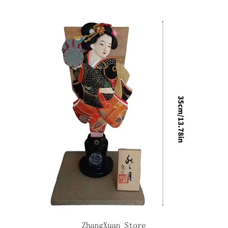 Traditionelle japanische Hagoita-Puppe, Stoff, Holz, Kunststück, Schreibtisch-Regal, Display, 3 x – Detail 6