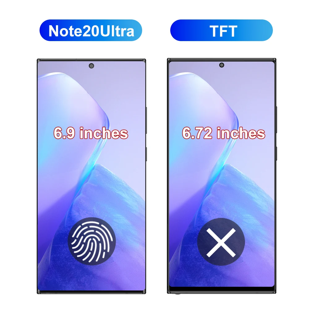 Note20 Ultra TFT Screen Replacement with Frame for Samsung Galaxy Note 20 Ultra N985F N986B LCD Display with Touch Screen Parts