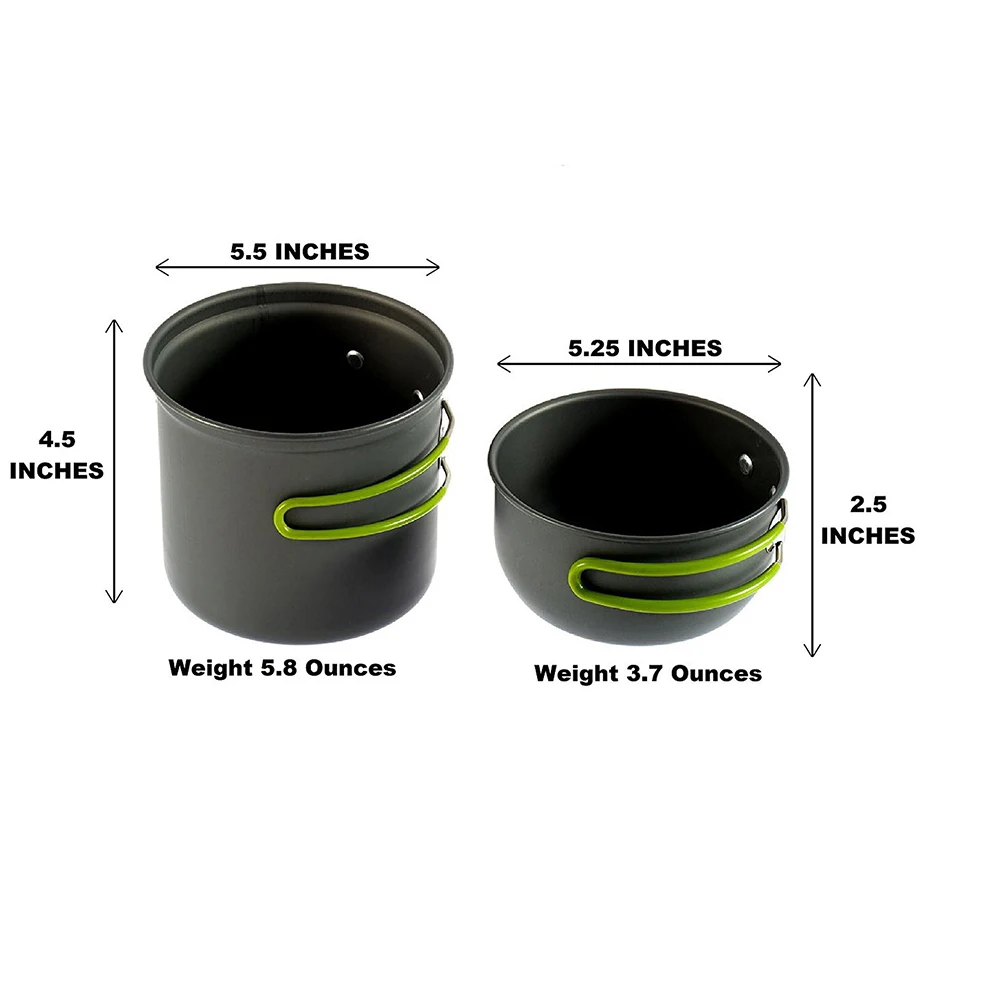 

1 Set Portable Wood Stove Cooking Tool Durable Pot Cooker Set for Outdoor Hiking Camping (Green Handle)