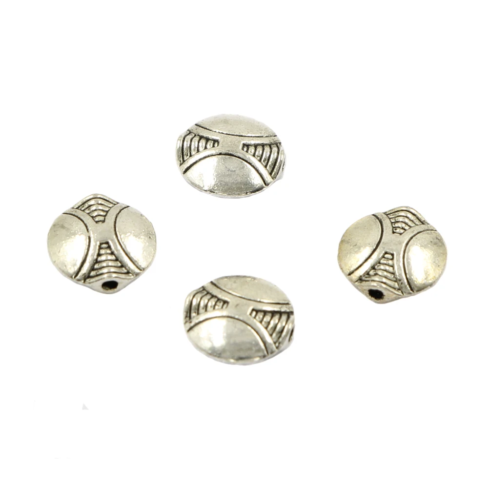 Tibetan Silver Metal Stripe Round Loose Spacer Beads For Making DIY Jewelry Findings Accessories 20pcs
