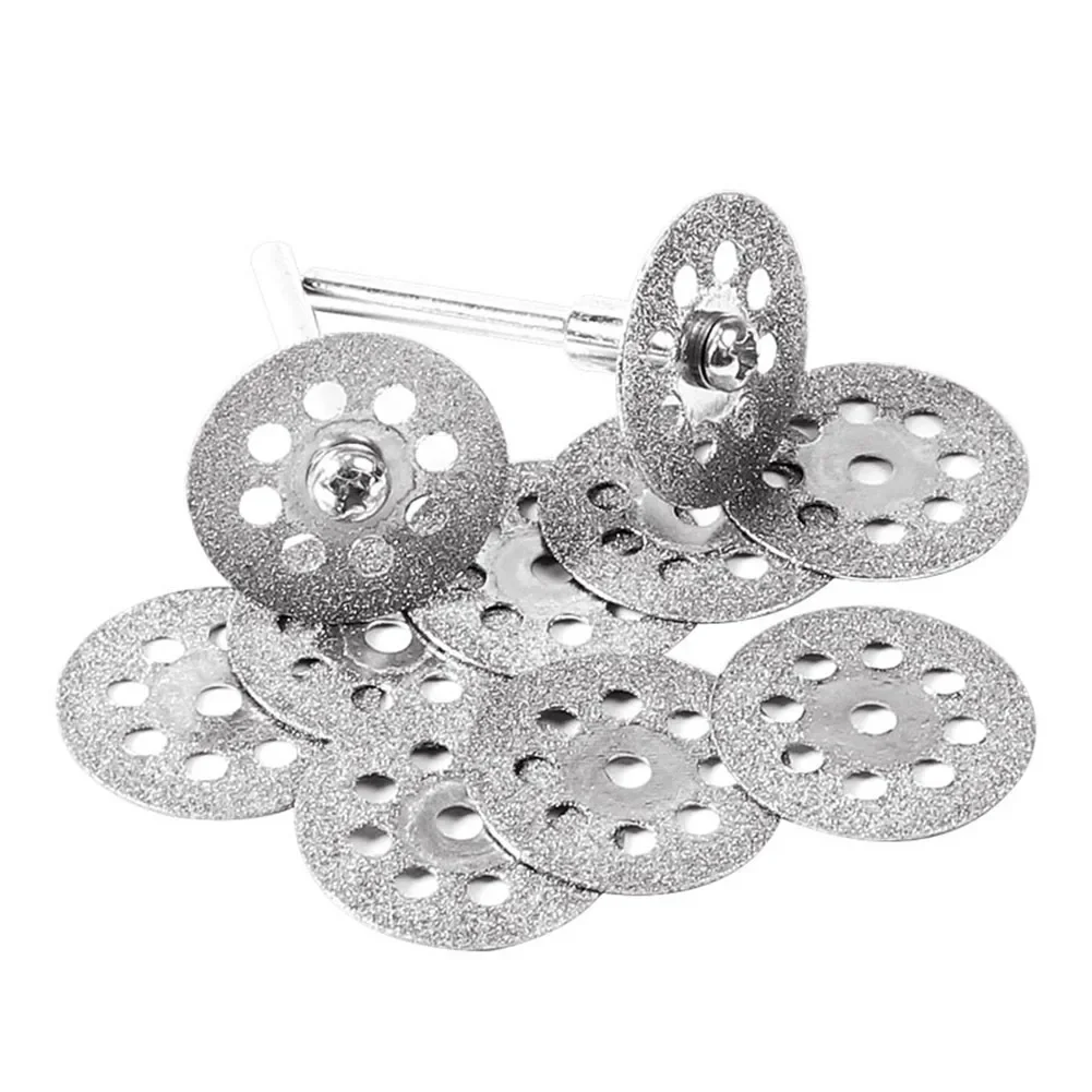 10 pezzi 22mm mola da taglio diamantata con mandrino da 3mm lama per sega circolare disco da taglio mole abrasive accesso utensile elettrico